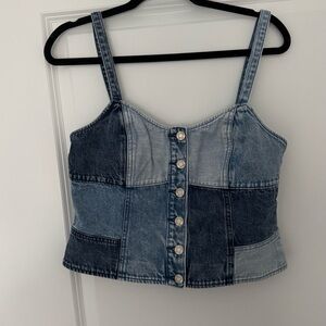 Never worn Gap Denim Patchwork Button-Up Women's Top